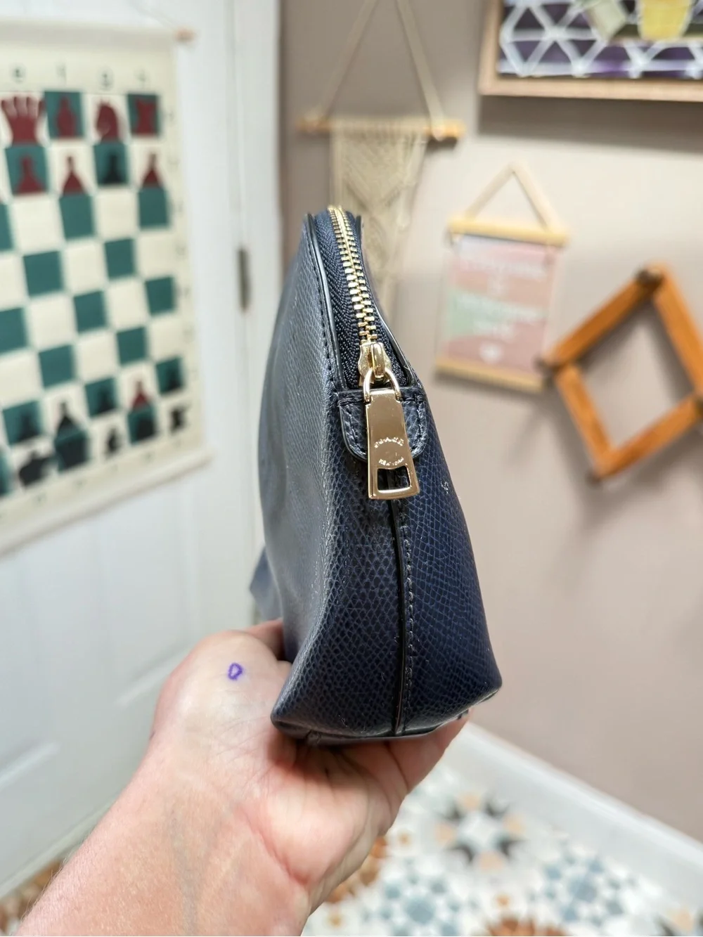 Vintage Coach Navy Cosmetic Leather Case 17!
